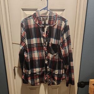 Joe Boxer Plaid Womens Button-Up Shirt Size 2XL